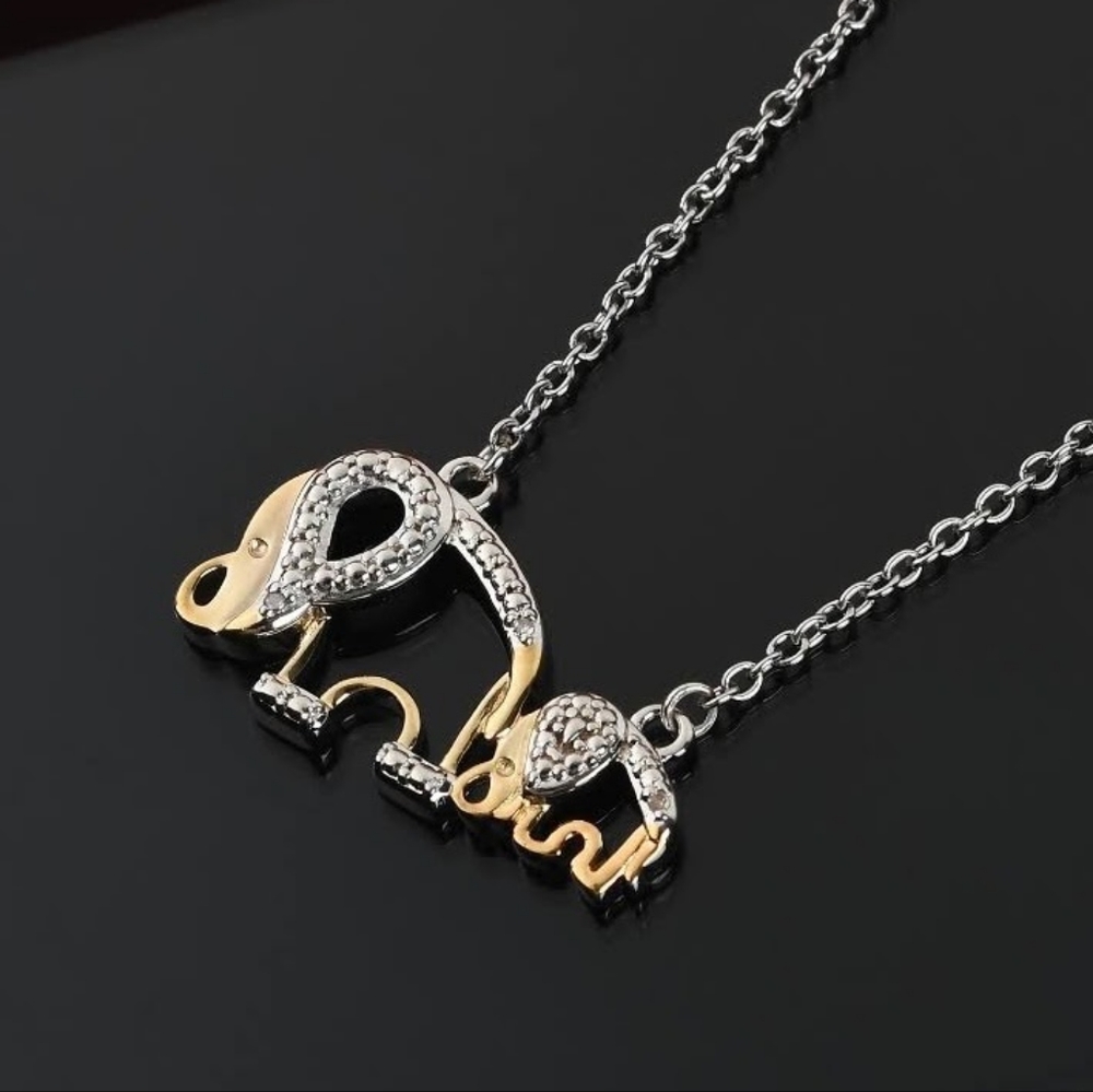NEW Karis Collection Diamond Accent 18K Yellow Gold & Silver Necklace
